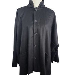 Eskandar Shirt Jacket Women's Suiting Wool Black Blouse Lagenlook Boxy Oversize